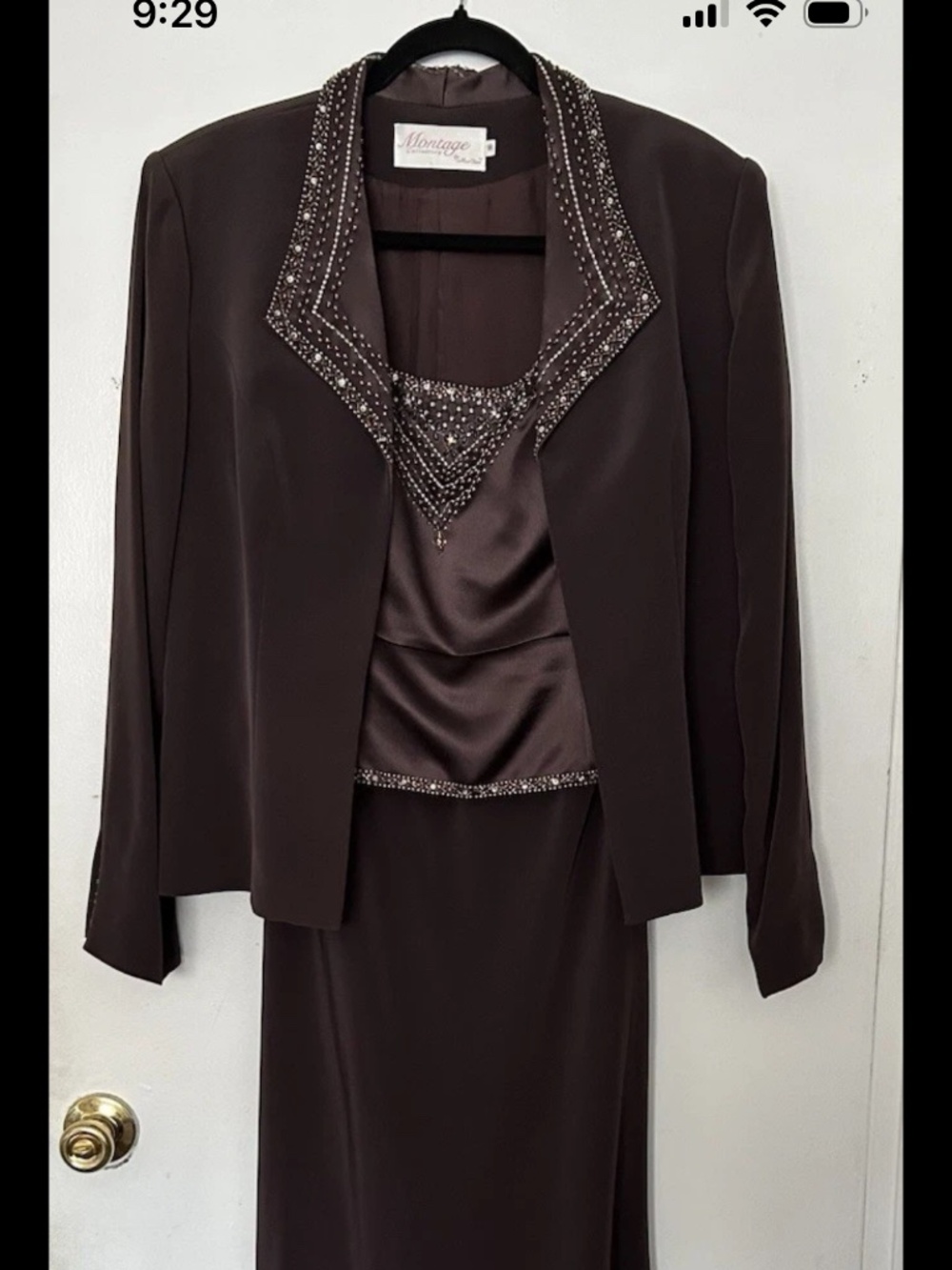 Mon Cheri Montage Brown Fall suit dress SZ16
